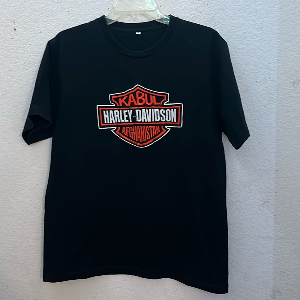 Harley Davidson Kabul Afghanistan Embroidered T-shirt Mens Size Medium